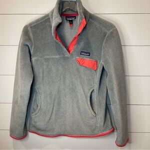 Patagonia Gray and Coral Fleece Pullover Womens Size Small